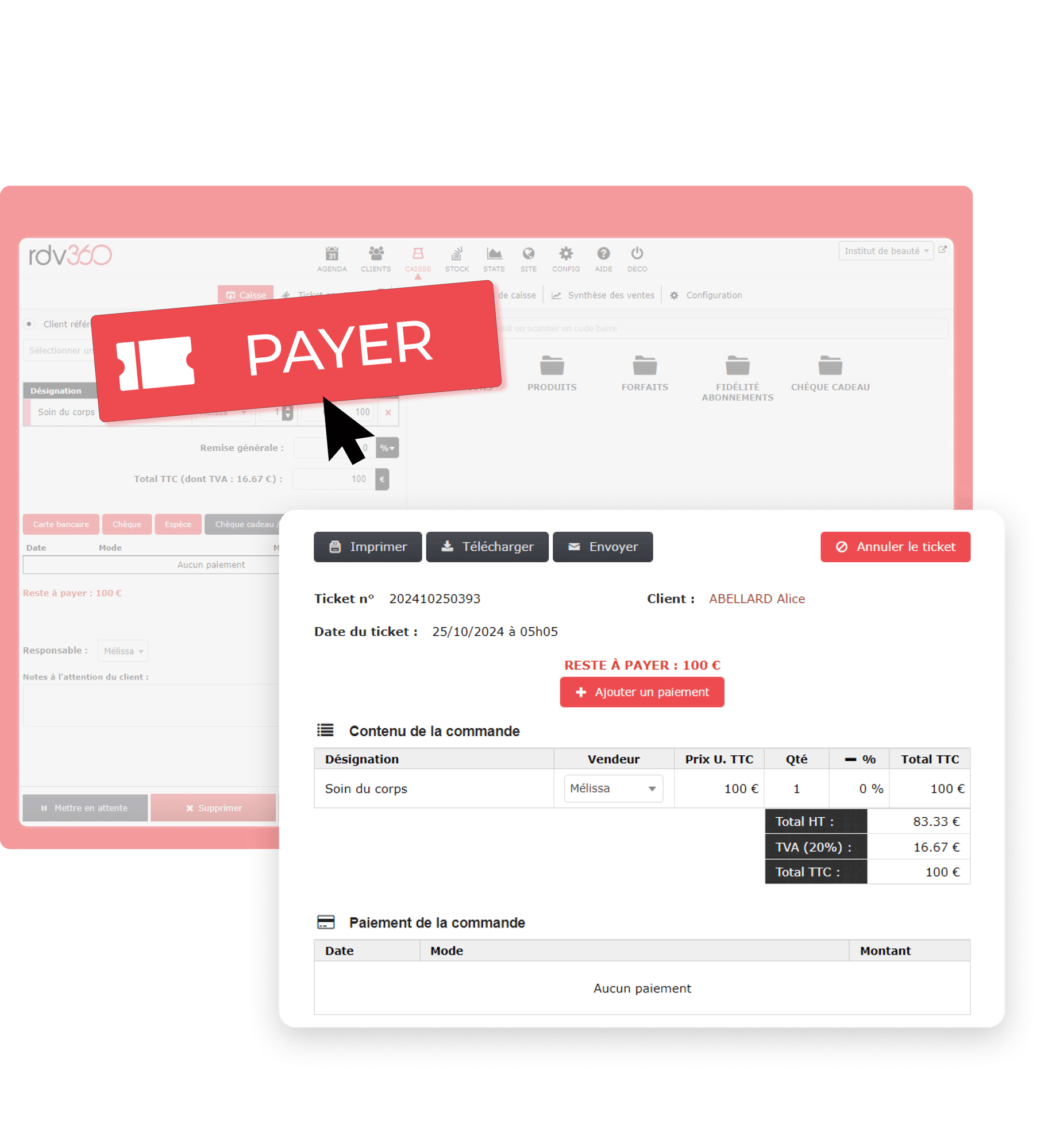Logiciel de caisse gratuit intégré RDV360