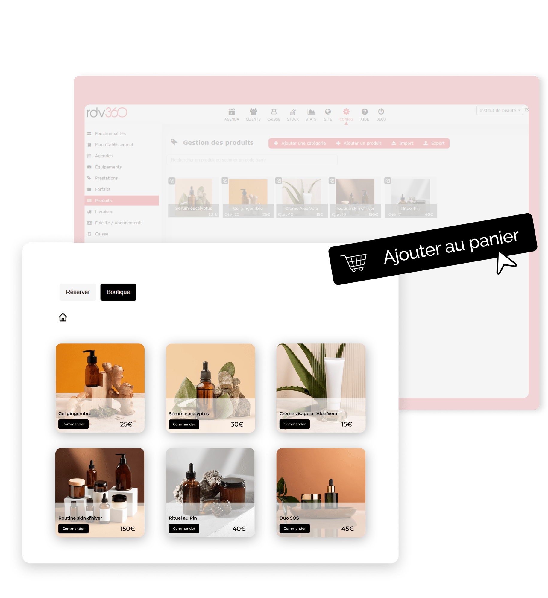 boutique en ligne institut de beauté RDV360