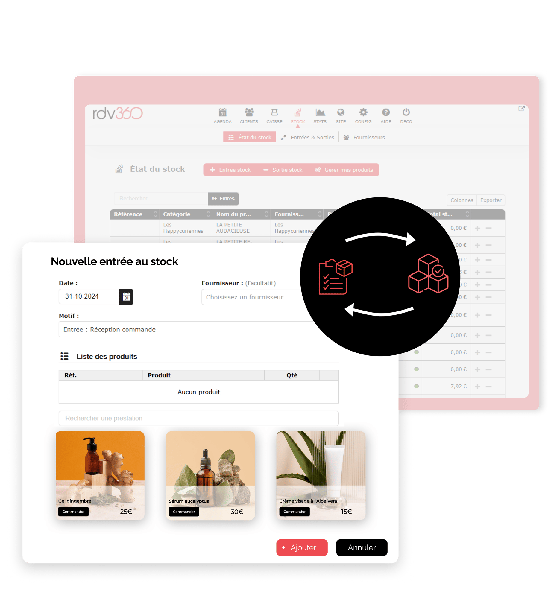 La gestion des stocks du logiciel RDV360